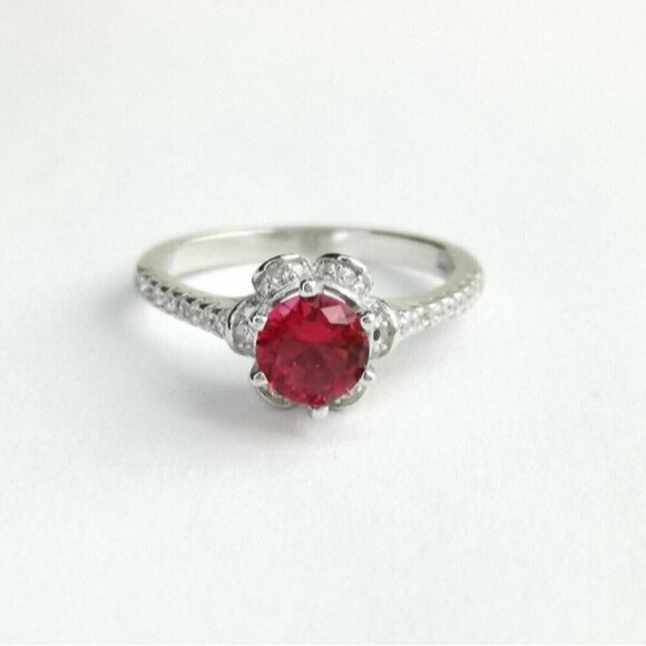 Lab Created Ruby CZ Ring size 8 - Picture 2 of 8